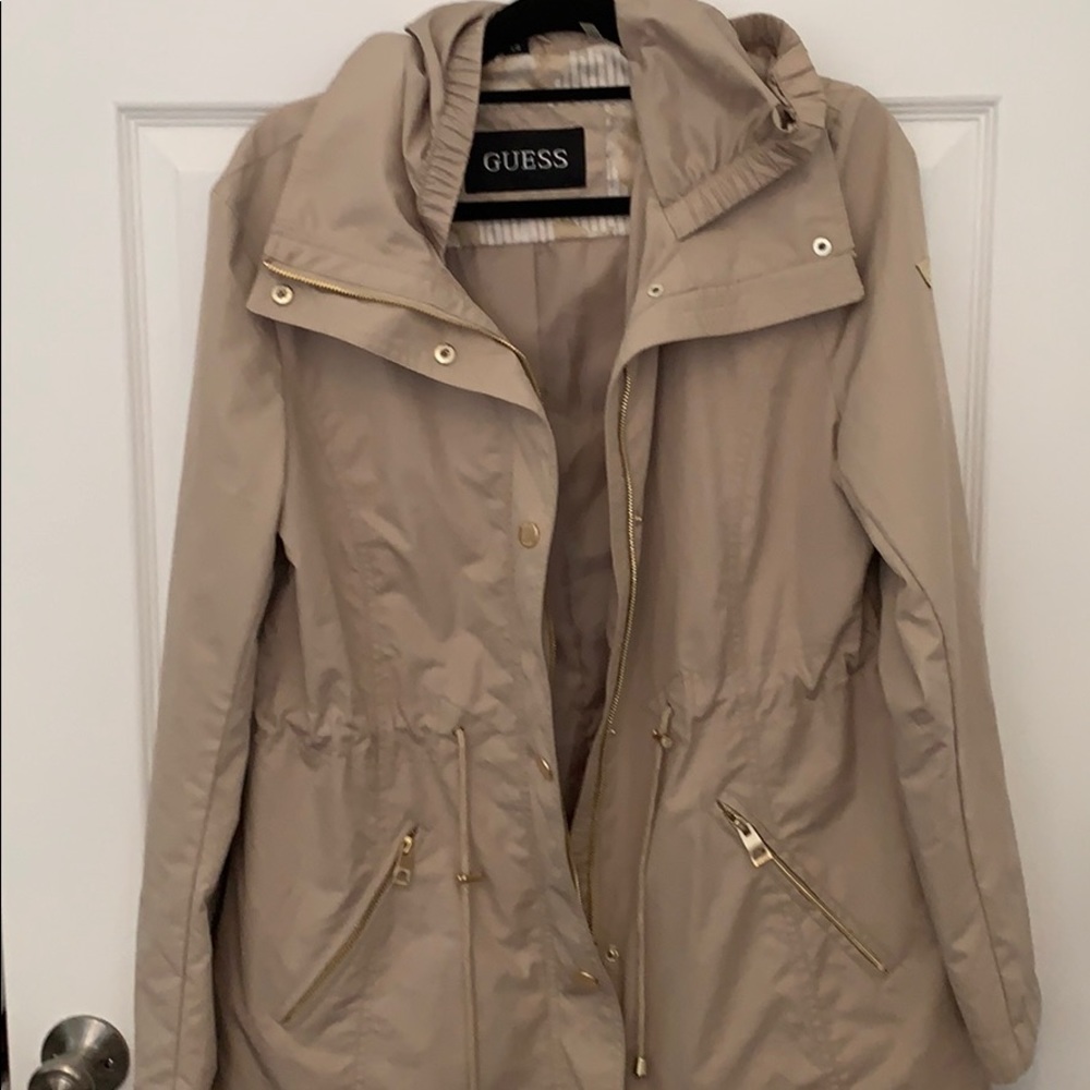 Guess brand rain jacket with hood